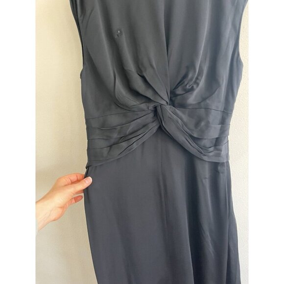 ROHE Draped Column black Maxi Dress 38 US 6 Women’s Long Midi Short Sleeve Flaw - Picture 5 of 10